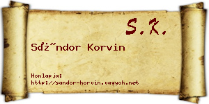 Sándor Korvin névjegykártya