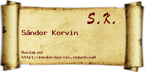 Sándor Korvin névjegykártya